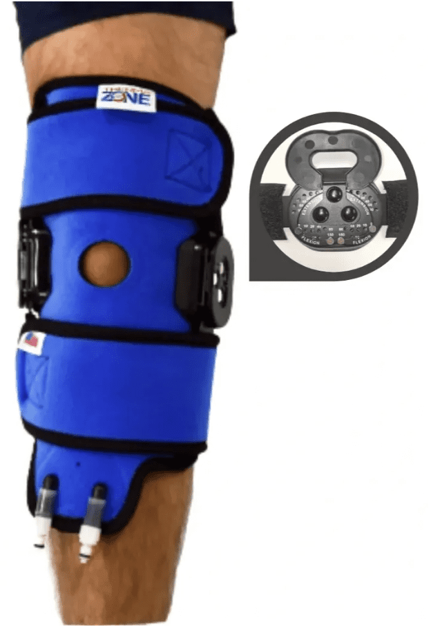 Adjustable knee support with device